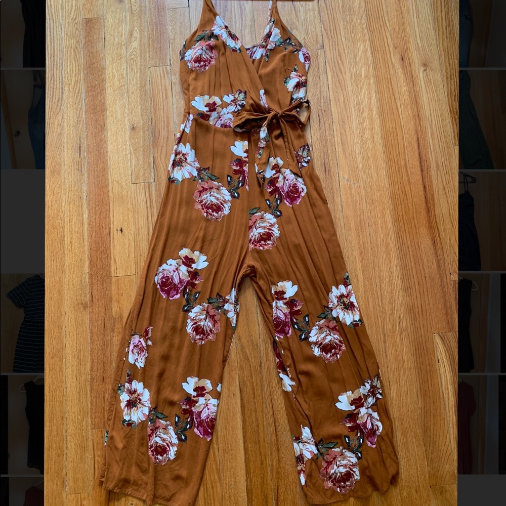 Burnt Orange Floral Romper Size M